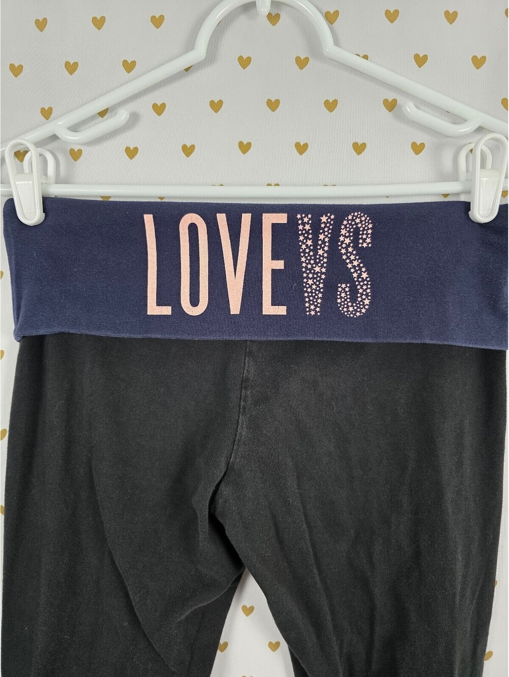 Victorias Secret LOVE VS Foldover Vintage Yoga Pants Logo Skinny Small